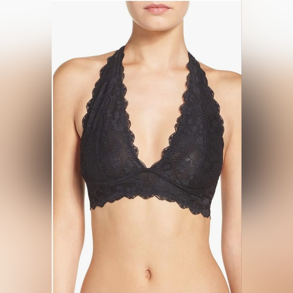 [Free People] Intimately □■ Navy Blue ■□ Galloon Lace Halter Bralette